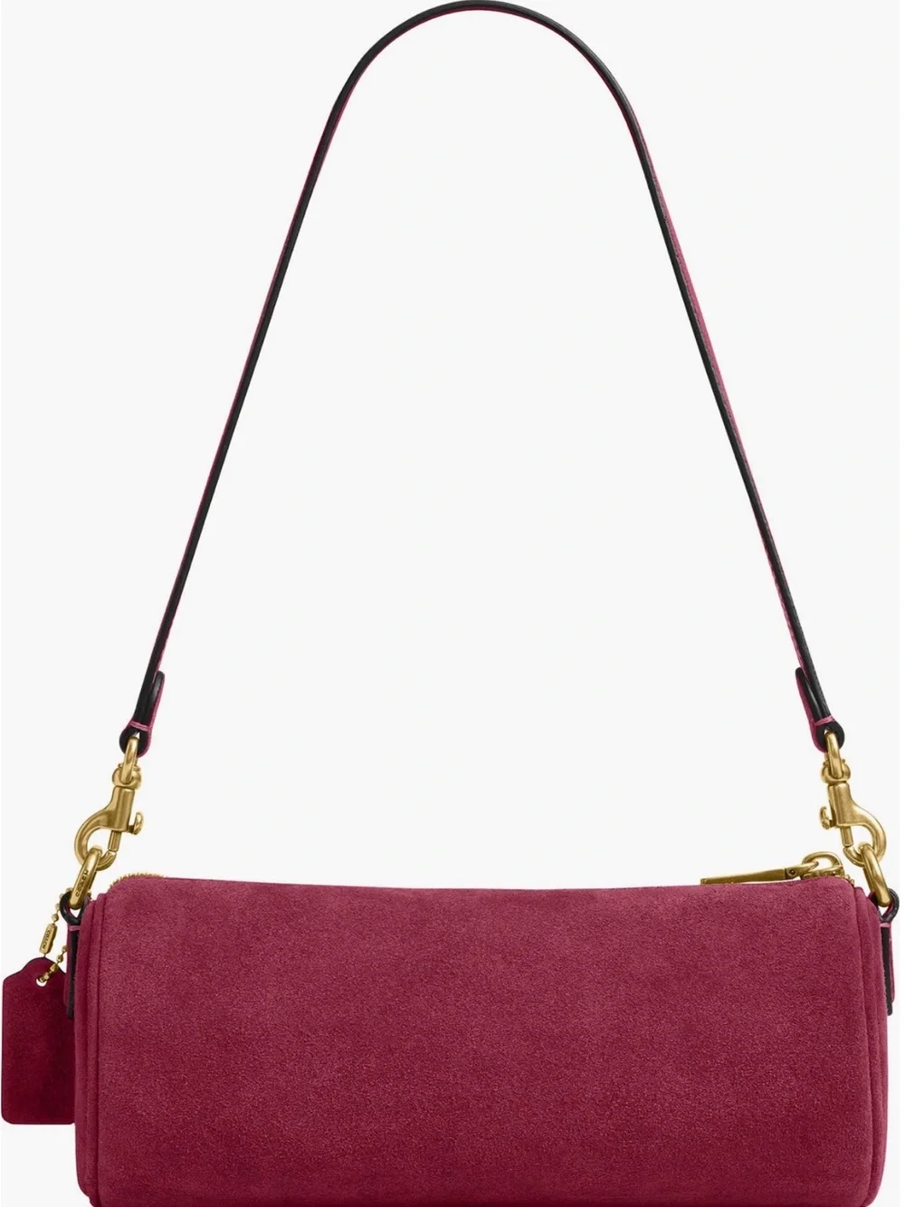 Coach Suede Barrel Shoulder Bag in Fuchsia
